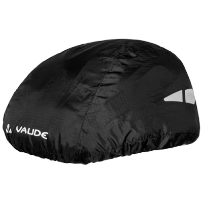 Image of VAUDE Bicycle Helmet Rain Cover in Black Breathable, Windproof &amp; Waterproof Cover, Reflective Bike Environmentally Friendly Water Repellent with Eco Finish
