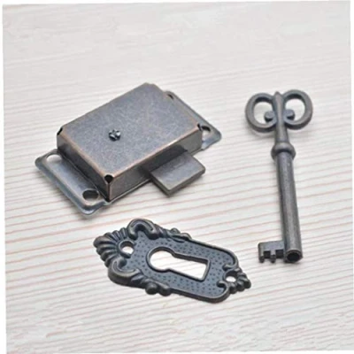 Image of 1 Set Antique Lock Set, Vintage Style Drawer Cabinet Wardrobe Cupboard Door with Key