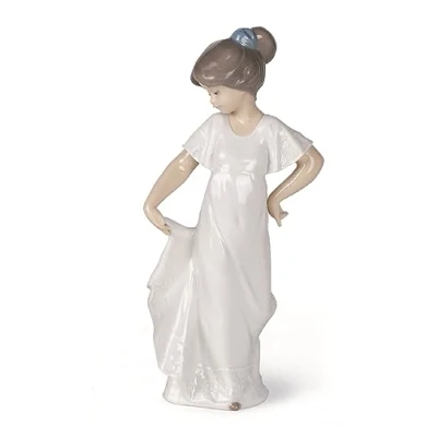 Image of NAO Porcelain Figure &#039;How Pretty!&#039; in Gloss and Pastel Tones. Decorative Girl Figure.
