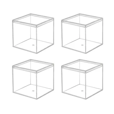 Image of dedoot Clear Acrylic Boxes Small Plastic Square Cube, 4 Pack Storage Box with Lid, 2.2x2.2x2.2 Inch /55x55x55mm Containers for Candy Pill and Tiny Jewelry