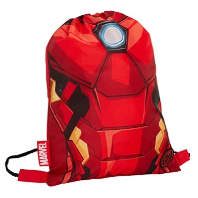 Image of Boys Marvel Iron Man Drawstring Gym Bag Avengers Sports Swimming PE Kit Backpack