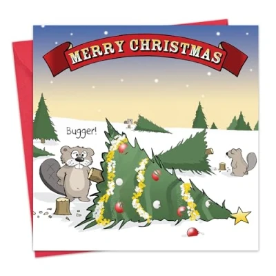 Image of Twizler Merry Christmas Card with Tree Happy Xmas Funny Womens for Her Female Mens Him Male