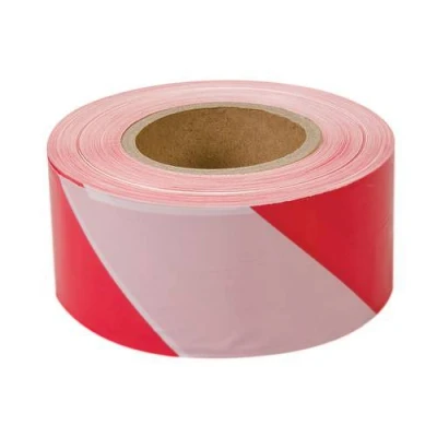 Image of BARRIER TAPE SAFETY CAUTION HAZARD 70 MM x 500 M RED WHITE P108