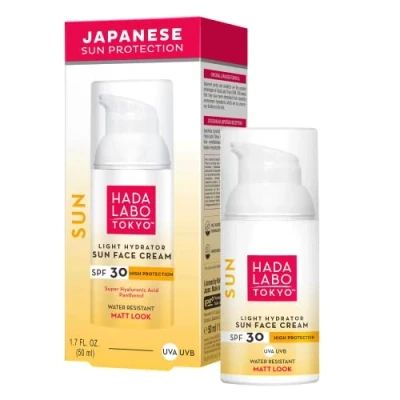 Image of HADA LABO TOKYO Sun Face Cream 50 ml 30 SPF UVA UVB Protection Sunscreen Day Moisturises for Sensitive Skin