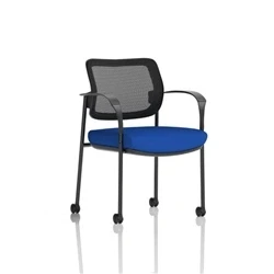 Image of Brunswick Deluxe Mesh Back Black Frame Seat Blue With Arms/Castors