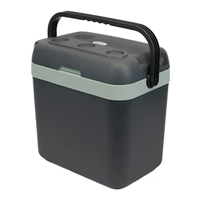 Image of Leisurewize 30 Litre Portable Electric Cool/Warm Box For Drinks and Food 12V DC / 240V AC Adapter Festival Camping Beach Travel Picnic BBQ Cooler (Grey/Green)