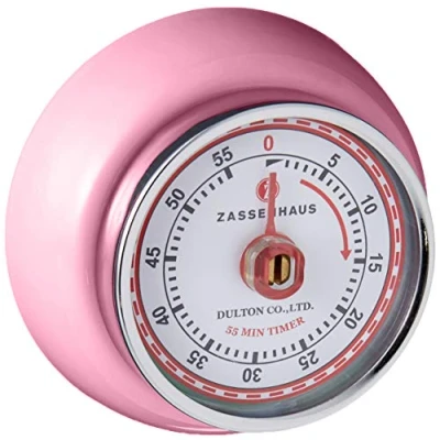Image of Zassenhaus M072372 Retro Magnetic Kitchen Timer, Steel, Pink