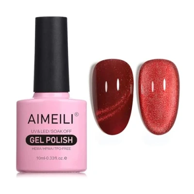 Image of AIMEILI Magnetic Gel Nail Polish Cat Magnet Eye Polish, UV LED Soak Off Glitter Varnish Art Manicure Pedicure, Long Lasting &amp; Easy to Apply 10ml 744