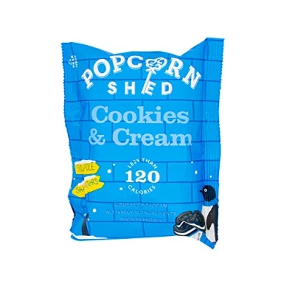 Image of Cookies &amp; Cream Popcorn Snack Pack, 1 x 24g Bag, Handcrafted, Gluten Free, Natural Vegetarian Lunch Box Low Calorie Movie Night