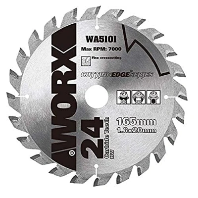Image of WORX WA5101 EXACTRACK 165mm TCT Wood Cutting Blade, Silver