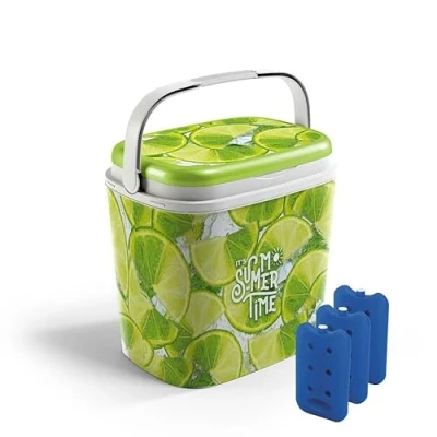 Image of URBN GARDEN 27L Large Plastic Outdoor Camping Travel Cooler Box With Handle &amp; 3 Ice Packs Perfect for and Travel, Keeping Your Drinks Cold Refreshing