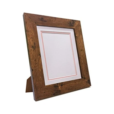 Image of Metro Vintage Wood Photo Picture Poster Frame with White on Pink Double Mount 20 x 16 for Image Size 40 30 cm