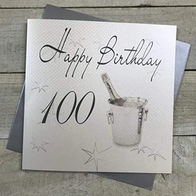 Image of white cotton cards Happy Handmade Large 100th Birthday Card Champagne Bucket, XLS100