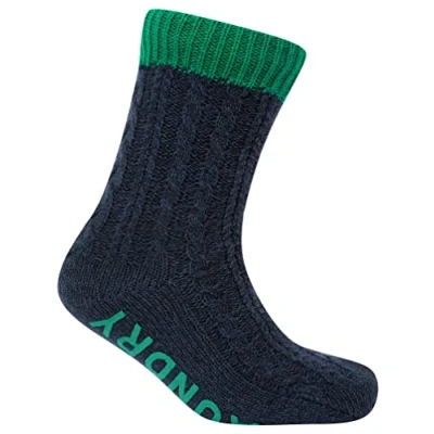 Image of Tokyo Laundry Scoresby Borg Lined Chunky Cable Knit Slipper Socks in Shady Glade Green
