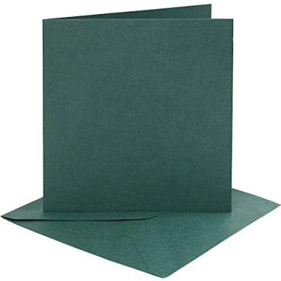 Image of 4 Deep Green 6x6 Cards &amp; Envelopes for Card Making Crafts Blanks