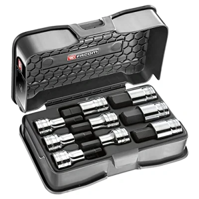 Image of FACOM STM.J9APB Set of 6 Metric Hex Bit Screwdriver Sockets 1/2 Inch 5 19 mm