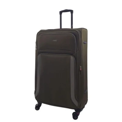 Image of Infinity Leather Unisex Soft 8 Wheel Luggage Light Travel Suitcases Khaki Size Large