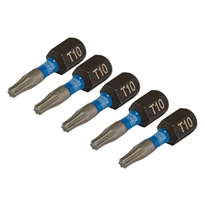 Image of Draper Expert TX STAR Impact Screwdriver Bits, T10 x 25mm, 1/4&quot; Hex (Pack of 5)