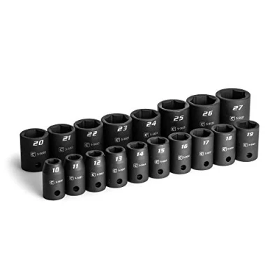 Image of Capri Tools 1/2 in. Drive Shallow Impact Socket Set, 10 to 27 mm, Metric, 18 Piece