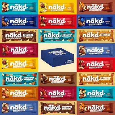 Image of Nakd Bars Multipack 24 Fruit and Nut x 30 45g. Breakfast Food. Vegan, Dairy Free, Wheat Gluten Free Bars. (Nakd Bar)