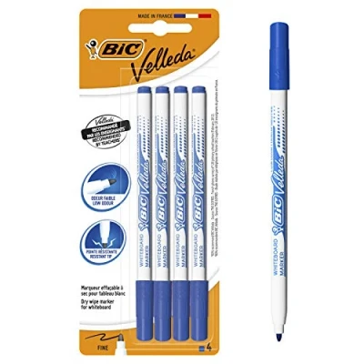 Image of BIC Velleda 1721 Fine Tip Dry Wipe Pens Blue (Pack of 4)
