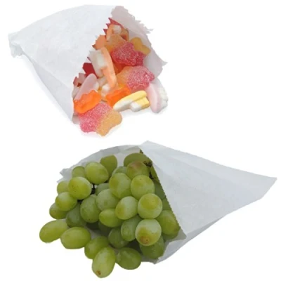 Image of EPOSGEAR® 6&quot; x White Sulphite Strung Paper Food Bags Ideal for Fruit, Vegetables, Sweets and Crafts (1000)