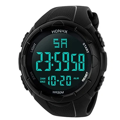 Image of Men&#039;s Electronic Watch, Digital Waterproof Multifunctional Sport Watch with Backlight Alarm Clock Stopwatch Lighting Display Illumination Function Black Largr Screen for Outdoor Sports
