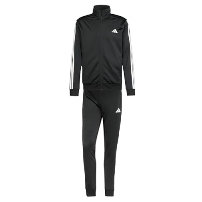 Image of adidas Men&#039;s SPORTSWEAR BASIC 3 STRIPES TRICOT TRACKSUIT Black, M Tall