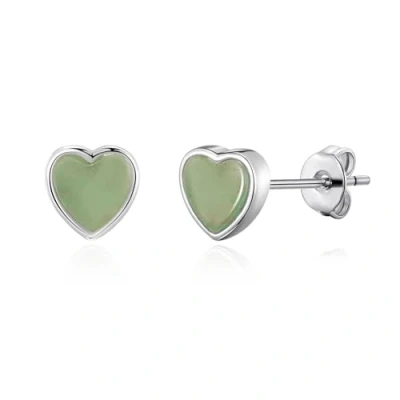 Image of Philip Jones Green Aventurine Heart Stud Earrings