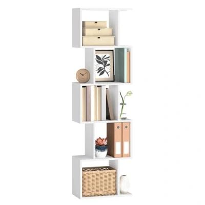 Image of VASAGLE Bookshelf, 6 Tier Bookcase, 24 x 40 159 cm, Room Divider, Cube Display Shelf, Freestanding Storage for Living room, Bedroom, Office, Matte White LBC462W01