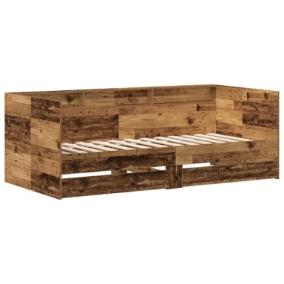 Image of vidaXL Rustic Sofa Bed with Storage Drawers Solid Recycled Wood Stylish Multifunctional Lounge Furniture 75 x 190 cm Suitable for Guest Area