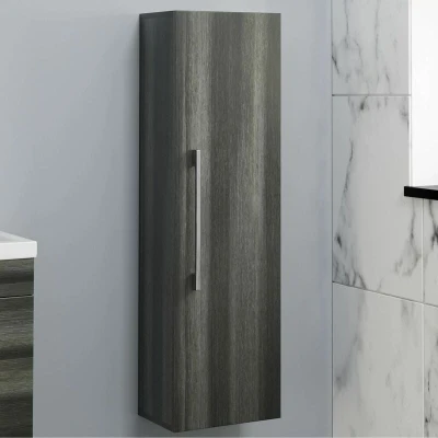 Image of Artis Breeze Grey Wood Wall Hung Tall Bathroom Storage Cabinet 1200 x 350mm