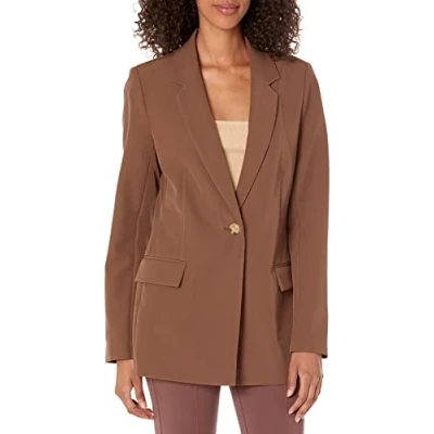 Image of The Drop Women&#039;s Blake Long Blazer, Coffee Bean, 3XL Plus