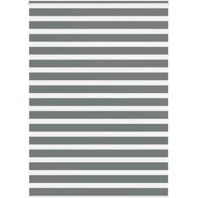 Image of vidaXL Zebra Blind Dark Grey 165x200 cm Fabric Width 160.9 Polyester