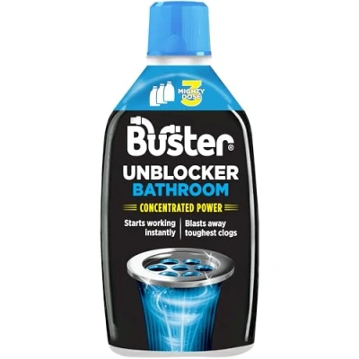 Image of Buster Bathroom Drain Unblocker 900ml Fast Acting Plughole and Sink Unblocker, Clears Blockages &amp; Slow Draining Water