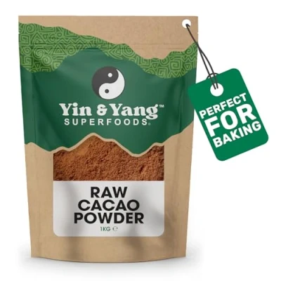 Image of Cacao Powder 1kg, by Yin &amp; Yang Superfoods. Pure and Raw, 100% Natural, Premium Quality, High in Fibre Protein, GMO Palm Oil Free Ethically Sourced