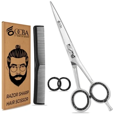 Image of OCBA Professional 6&quot; Hairdressing Scissor Sharp Hair Cutting Scissors for Barbers Hairdressers &amp; Stylists Beard Haircut Men Women (Classic Scissor)
