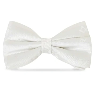 Image of THE MASONIC COLLECTION 100% Silk Woven White Bow Tie Square and Compass Design hand Finished Cotton Wrapped Gift Accessory for Freemason Men