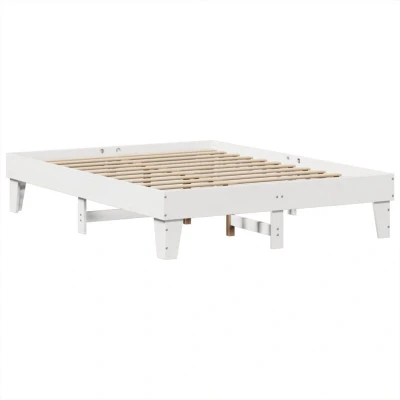 Image of vidaXL King Size Bed Frame Without Mattress 150x200 cm/White/Solid Wood/Pine/Bed Base with Headboard &amp; Footboard/Slatted