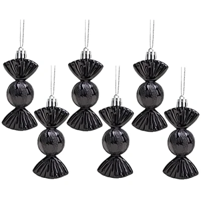 Image of Christmas Concepts® Pack of 690mm Sweet Shaped Baubles Shiny &amp; Glitter Decorated Tree Decorations (Black)