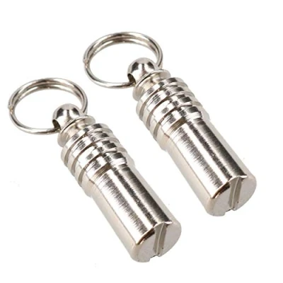 Image of Dog Cat Pet Identity Tube ID Tag 3cm with 0.5cm Round Barrel 2 Pack