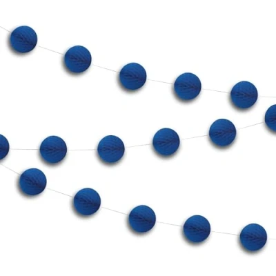 Image of Vibrant Royal Blue Paper Honeycomb Ball Garland (2 Meters) 1 Piece Elegant Party Decoration for Events and Celebrations