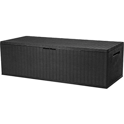 Image of 350 litre outdoor garden patio plastic storage box chest container multi with lid