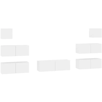 Image of vidaXL 7 Piece TV Cabinet Set White Engineered Wood