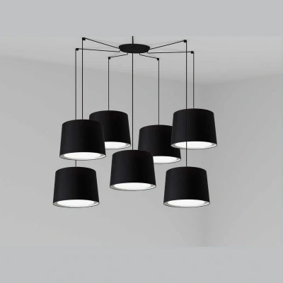 Image of Conga Black Pendant Suspension Lamp 7 Light