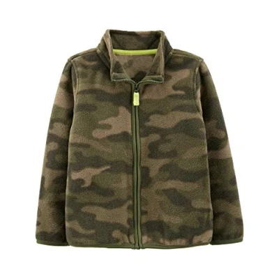 Image of Simple Joys by Carter&#039;s Boys&#039; Full Zip Fleece Jacket, Dark Green Camo, 4 Years