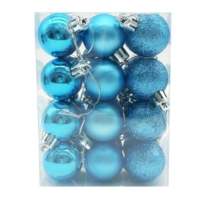 Image of 24 Pieces 30 mm Christmas Balls Decoration Shatterproof Tree Baubles Mini Hanging Ball for Holiday Wedding Party Decoration, Light Blue
