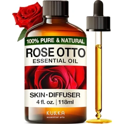 Image of Kukka Rose Essential Oils for Skin Use &amp; Aromatherapy 100% Natural Oil face Diffuser, Skin, Face, Hair Perfume (118ml)