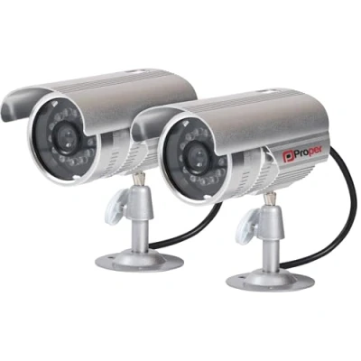 Image of Properav Dummy CCTV Camera Outdoor, Fake Security Cameras Aluminium 2 Pack