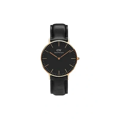 Image of Daniel Wellington Classic Sheffield, Black/Rose Gold Watch, 36mm, Leather, for Women and Men